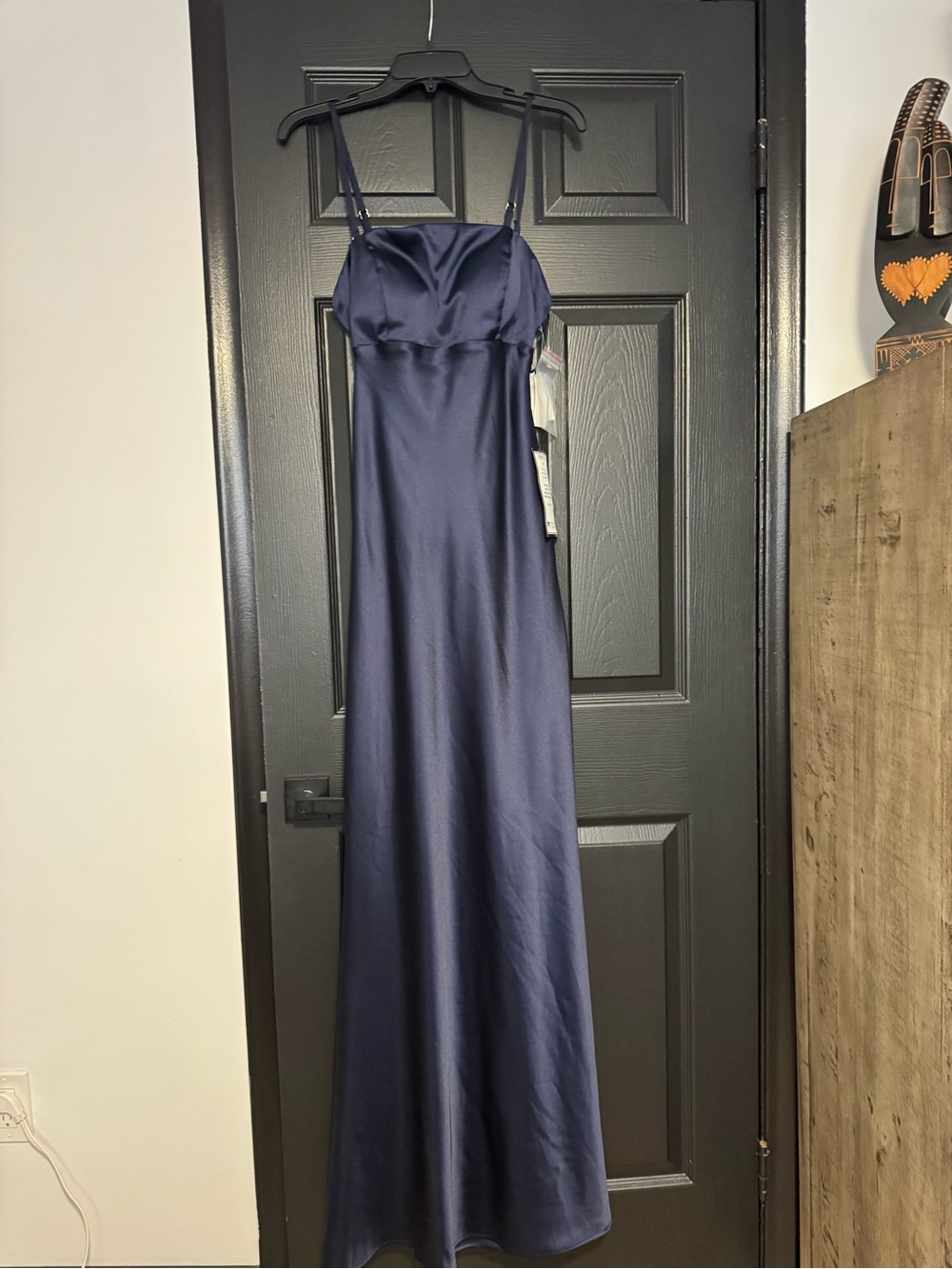 Macy's Navy Satin Spaghetti-Strap Maxi Dress